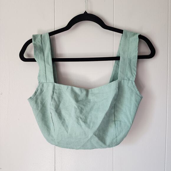 Boho Hippie Cottage Lsyering Autumn Crop Top Cotton Showpo 8 Medium Green - Picture 1 of 7